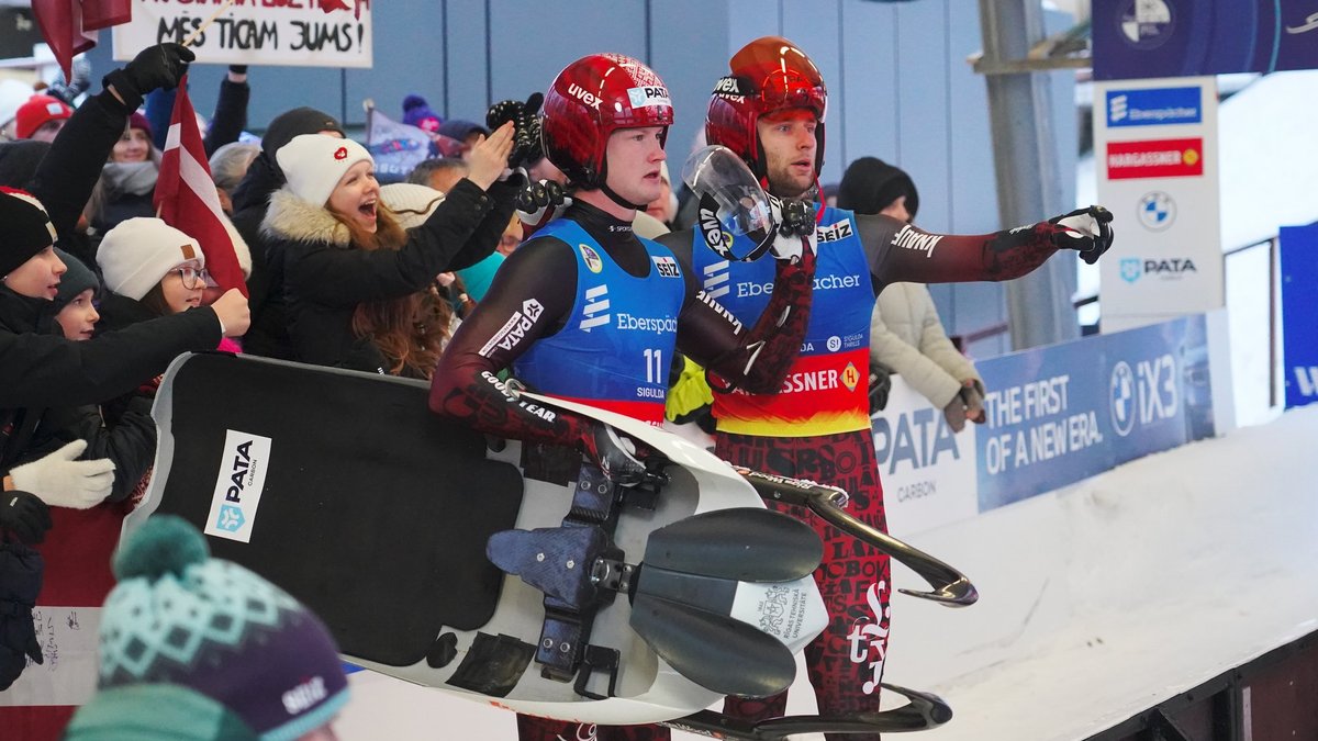 Latvijas kamaniņu divnieku ekipāžas septītajā un astotajā vietā Vinterbergas posmā