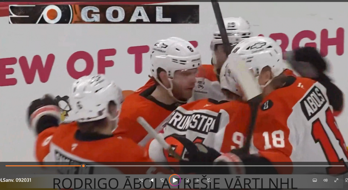 Rodrigo Ābols iemet trešos vārtus NHL (VIDEO)