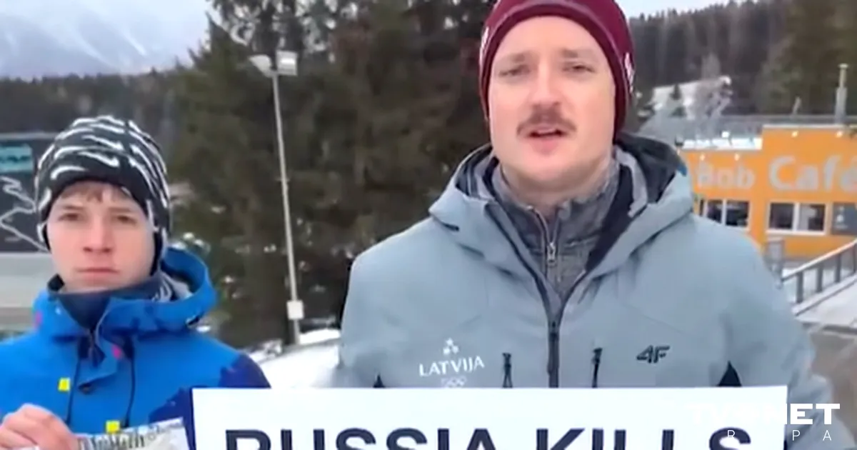 VIDEO ⟩ Latvijas un Zviedrijas skeletona izlases rīko protesta akciju Īglsā; IBSF draud ar policiju