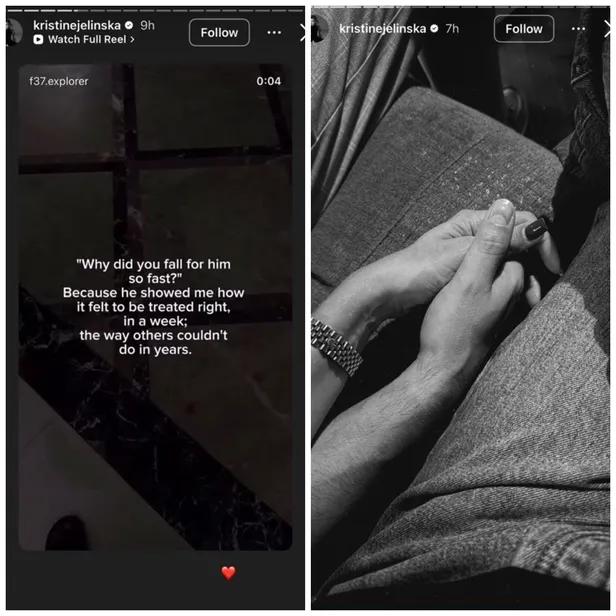 Kristīnes Jelinskas "Instagram" īsie stāstiņi.