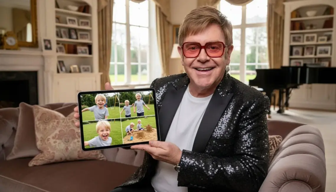 Eltons Džons publicē retus kadrus ar dēliem, atklājot viņu sejas