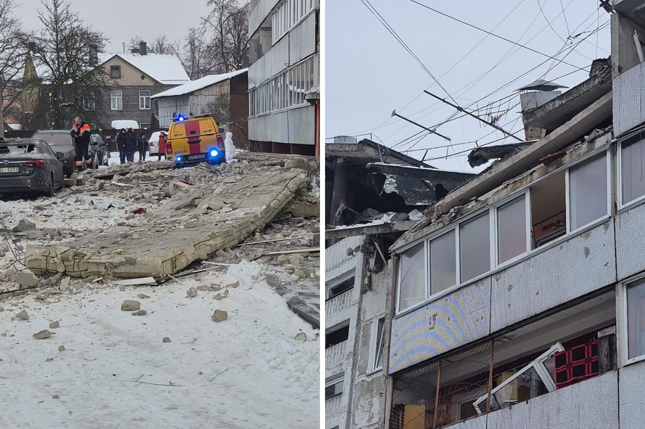 Pēc sprādziena Torņakalnā iebrucis piecstāvu ēkas jumts