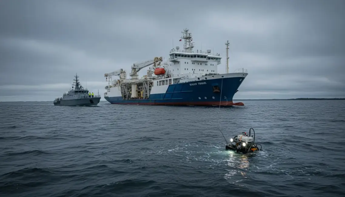 Bojāts zemūdens kabelis starp Igauniju un Somiju; aizturēts kuģis un sākta izmeklēšana
