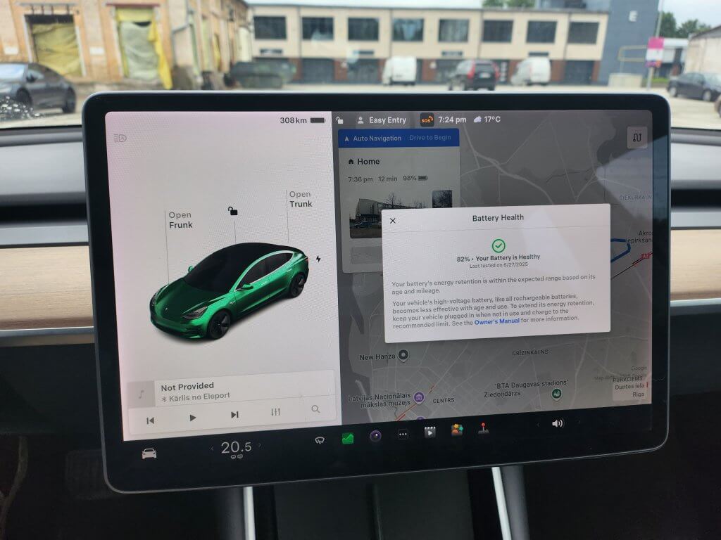 Tesla Model 3 Battery Health Test concluded screen
