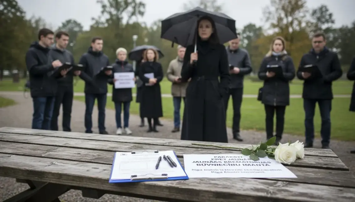 Imantā iedzīvotāji ar opozīcijas atbalstu protestē pret jaunas krematorijas būvniecību