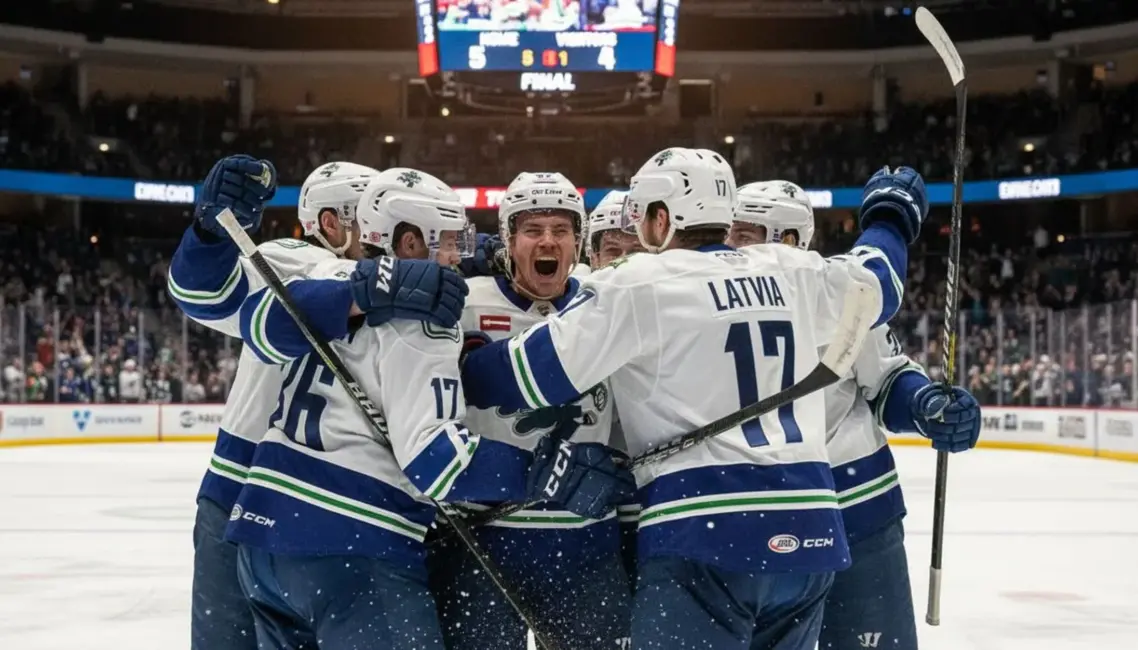 Latviešu hokeists Anrī Ravinskis kļūst par AHL mača varoni, gūstot uzvaras vārtus