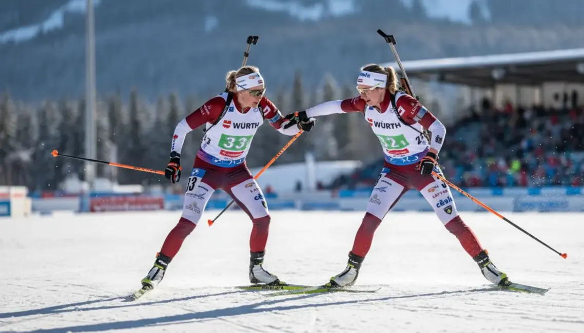Latvijas biatlonistes Oberhofā stafetē ierindojas 15. vietā