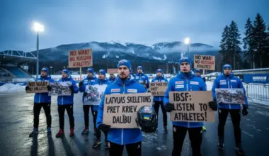 Latvijas skeletonisti protestē pret Krievijas sportistu dalību Eiropas kausā; IBSF vēršas ar sūdzību