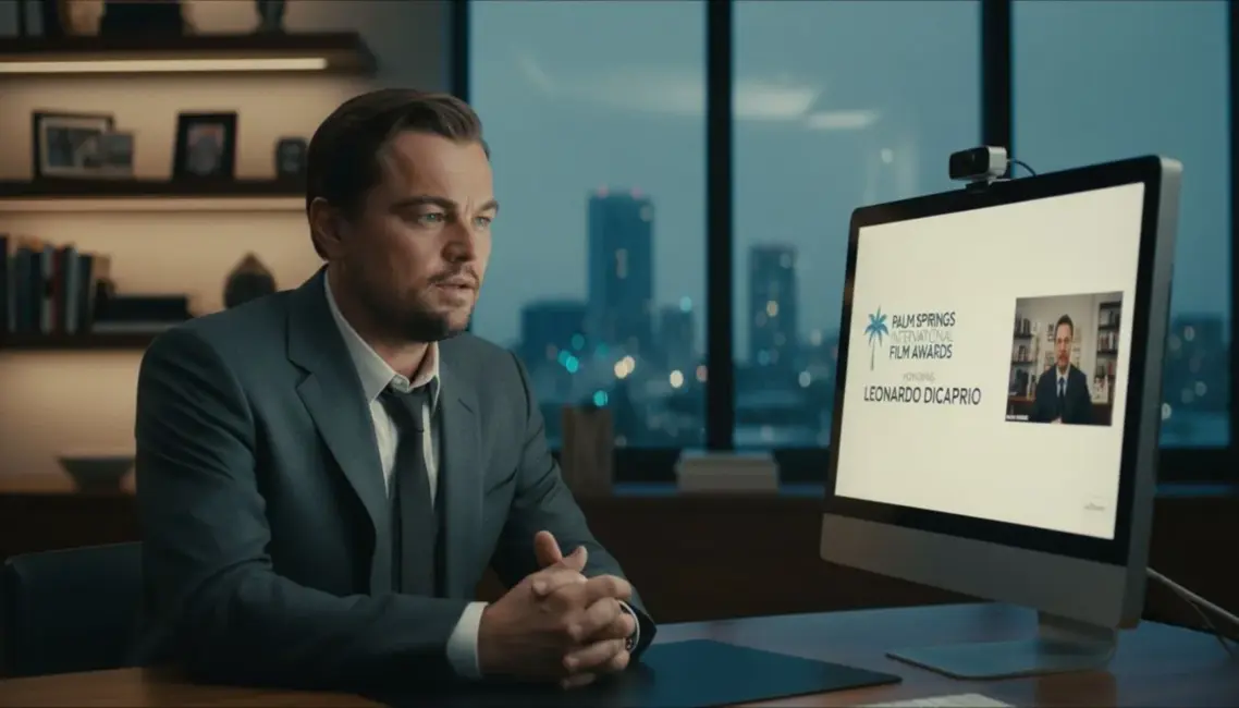 Leonardo Di Kaprio attālināti saņem balvu "Palm Springs" festivālā Venecuēlas krīzes dēļ