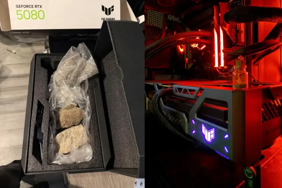 Pircējs, kurš saņēma akmeņus Asus RTX 5080 vietā, ieguvis karti un uztaisījis tetovējumu