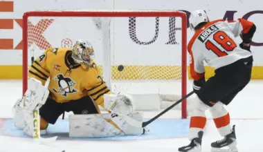 Rodrigo Ābols gūst vārtus, taču "Flyers" piedzīvo piekto neveiksmi pēc kārtas pret "Penguins"