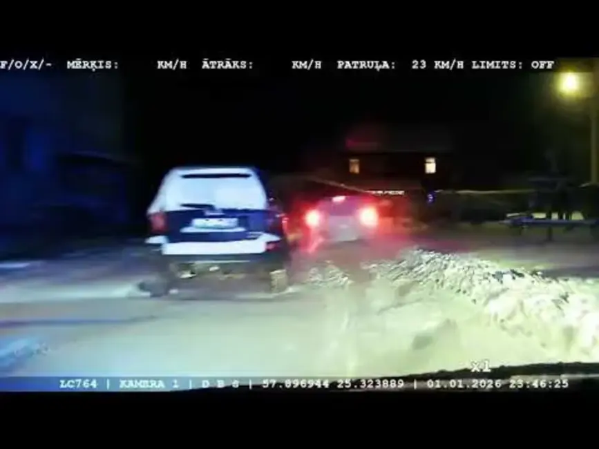 VIDEO: Rūjienā alkohola reibumā un bez tiesībām vadīts auto bēdz no policijas