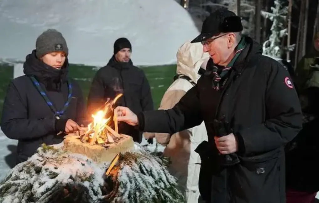 Valsts prezidents Rinkēvičs apciemo skautus un gaidas "Baltā vilka 2026" ziemas nometnē