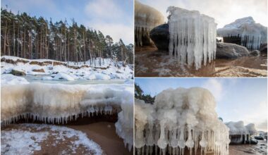 FOTO. Ziema rada brīnumus – pārpasaulīgs skaistums baudāms Vidzemes Jūrmalā