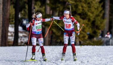 Latvijas biatlonistes Oberhofā paliek ārpus labāko desmitnieka komandu stafetē