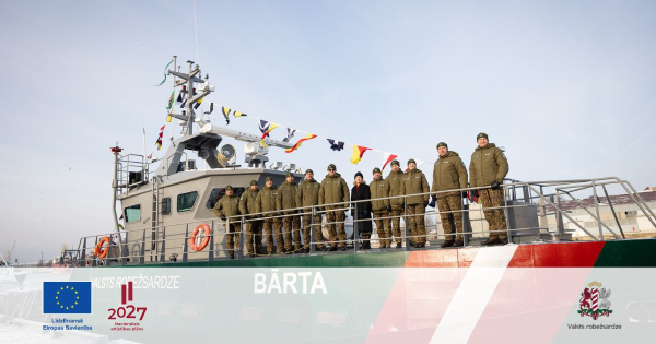 Liepājā iesvētīja Valsts robežsardzes kuģa “BĀRTA” karogu un noslēdza projektu “Patruļkuģa iegāde Valsts robežsardzes vajadzībām”