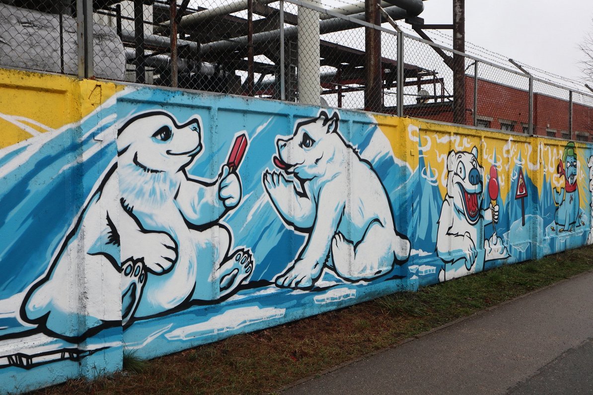 Zīmolam “Pols” veltīts murālis.