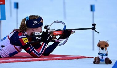 Pasaules kausa biatlona stafetē dāmām Latvijas komanda tiek apdzīta par apli; pirmā uzvara norvēģietēm / Raksts