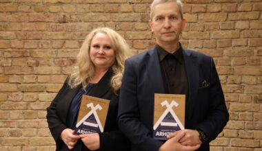 Maija Pohodņeva un Modris Pelsis grāmatas "Arhitekts" atvēr&scaron;anas svētkos