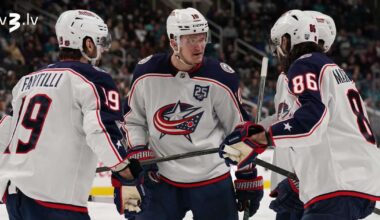 “Blue Jackets” ar Grīvzu izcīna uzvaru un “Penguins” ar Skineru vārtos piedzīvo zaudējumu NHL spēlēs - tv3.lv