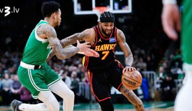 VIDEO: Ugunīga pirmā ceturtdaļa ļauj "Hawks" izbraukumā uzvarēt Bostonas "Celtics" - tv3.lv