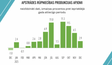 Decembrī turpinājusies stabila apstrādes rūpniecības izaugsme