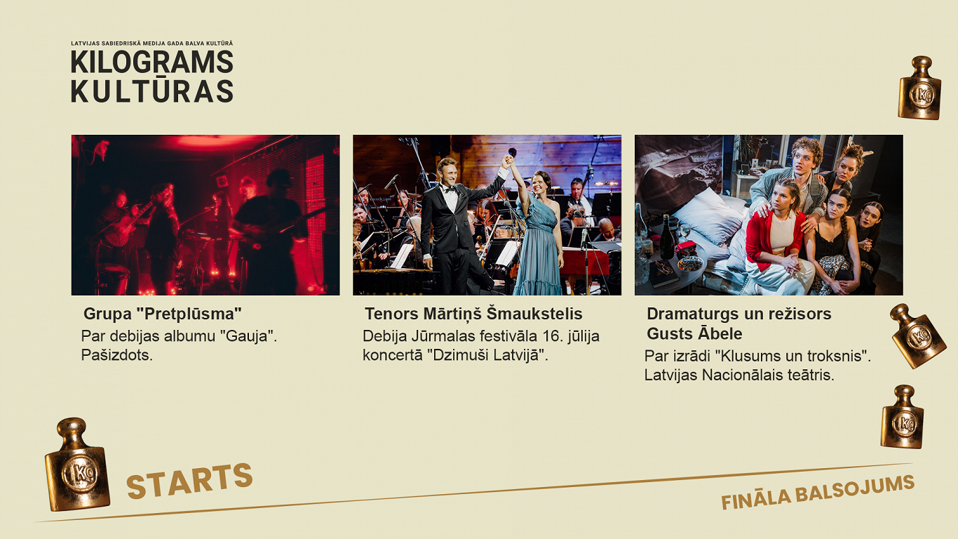 "Kilograms kultūras 2025" finālisti kategorijā "Starts"