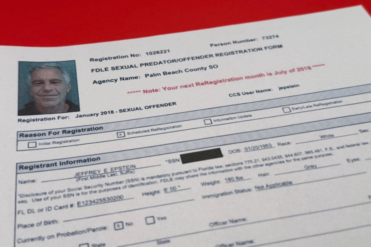 Ilustratīvs attēls: viens no tā dēvētās Epstīna lietas dokumentiem
