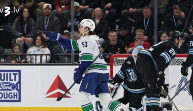 VIDEO: Bļugeram gols un rezultatīva piespēle "Canucks" zaudējumā Jūtas "Mammoth" - tv3.lv