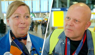 Grondstewardess Nicoline de Liefde en bagage-afhandelaar Wil Snip staken allebei voor een hoger loon én meer waardering