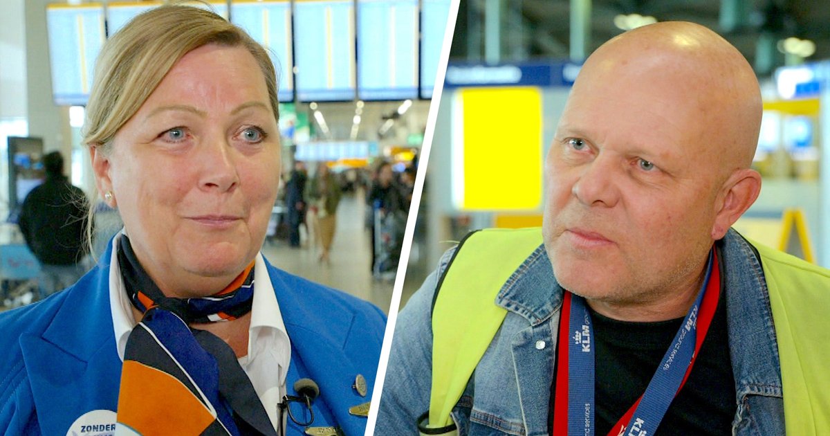 Grondstewardess Nicoline de Liefde en bagage-afhandelaar Wil Snip staken allebei voor een hoger loon én meer waardering