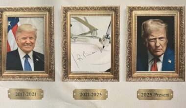 Trump dag 248: Beveiliging ICE omhoog na aanslag, Witte Huis vraagt ontslagen medewerkers terug, Justitie wil Comey aanklagen, Trump-plan voor Gaza, autopenfoto in plaats van portret Biden, VS wil bailout Argentinië, Russisch vliegtuig vlakbij VS, Florida en Nevada in recessie