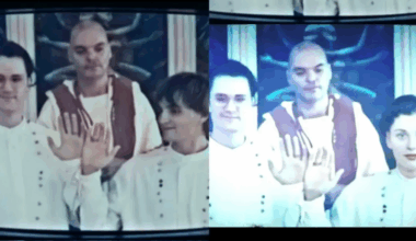 Links het echte beeld uit Together, rechts het bewerkte beeld in China.