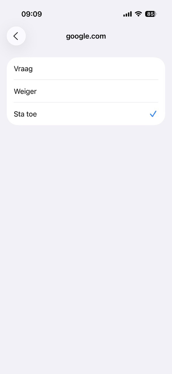 Instructiefoto: Google toestaan