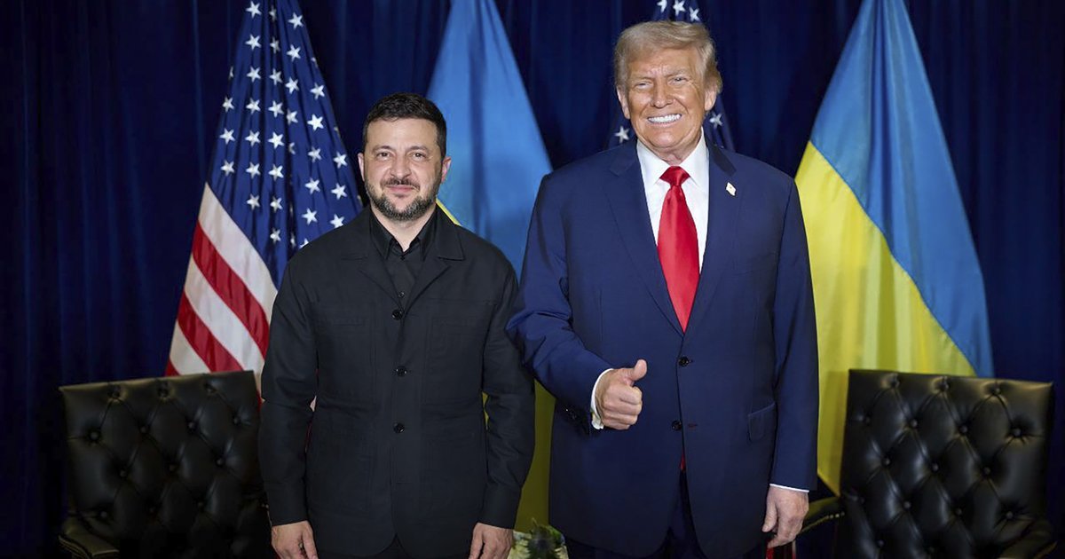 President Volodymyr Zelensky (Oekraïne) en president Donald Trump (VS) tijdens hun ontmoeting bij de VN
