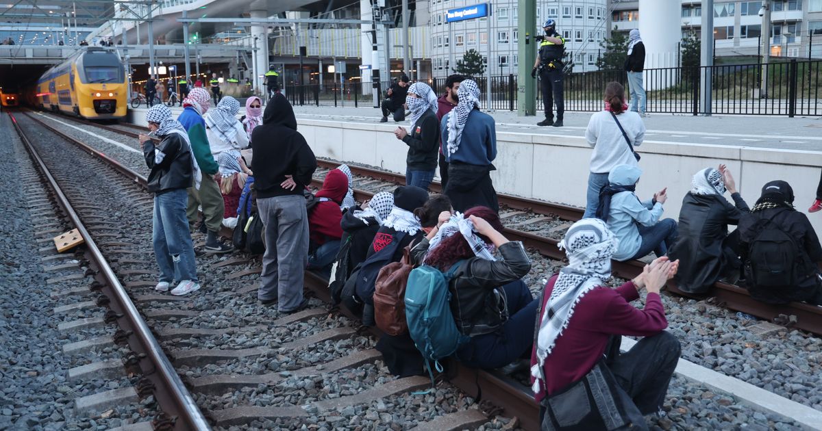 Treinverkeer rond Den Haag Centraal urenlang stil nadat actievoerders het spoor op gaan - Omroep West