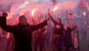 Pro-Palestijnse protestmars rondom WK-kwalificatieduel Israël in Noorwegen