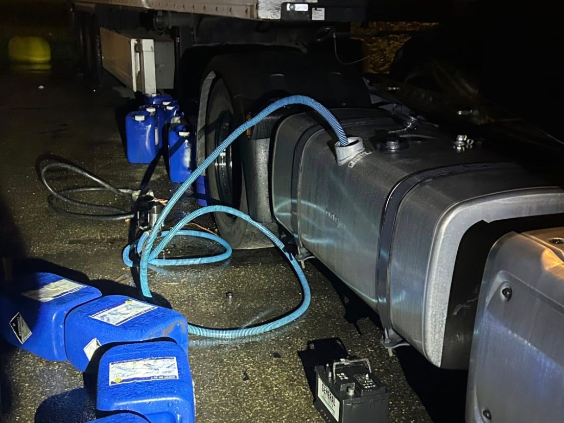 De verdachte was al gevlogen, maar had wel sporen van dieseldiefstal achtergelaten.