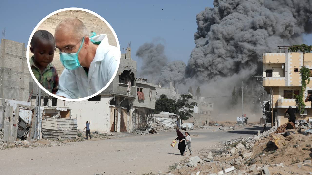 Humanitaire arts Ron van Doorn aan het werk bij een eerder project (foto: ANP/privéfoto Ron).