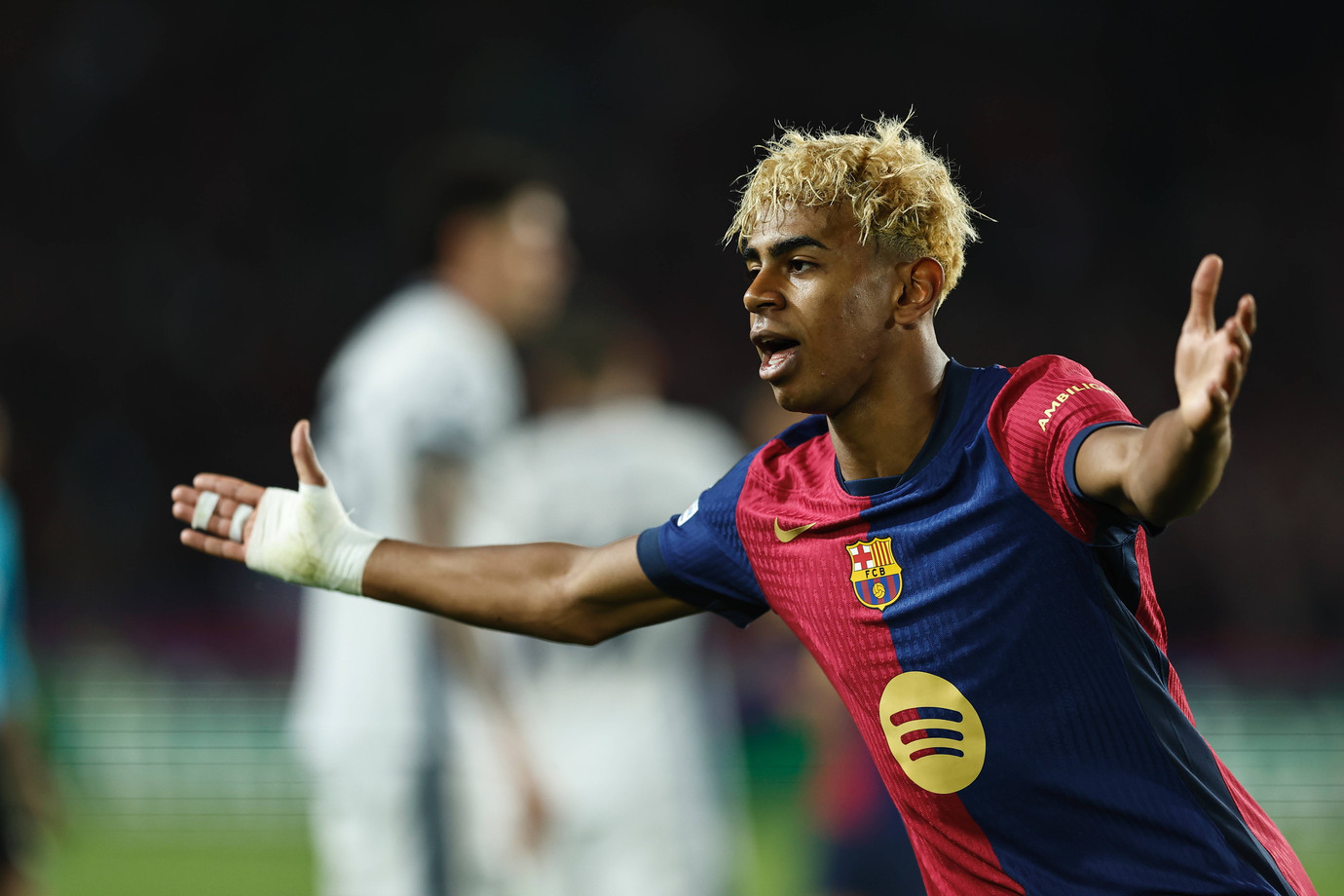 FC Barcelona-aanvaller Lamine Yamal in de wedstrijd tegen Internazionale