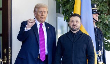 Donald Trump en Volodimir Zelenski halverwege oktober bij het Witte Huis, toen de Oekraïense president aan zijn Amerikaanse ambtgenoot vroeg om de levering van Tomahawk-raketten.