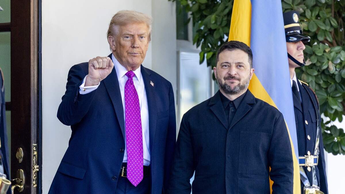 Donald Trump en Volodimir Zelenski halverwege oktober bij het Witte Huis, toen de Oekraïense president aan zijn Amerikaanse ambtgenoot vroeg om de levering van Tomahawk-raketten.