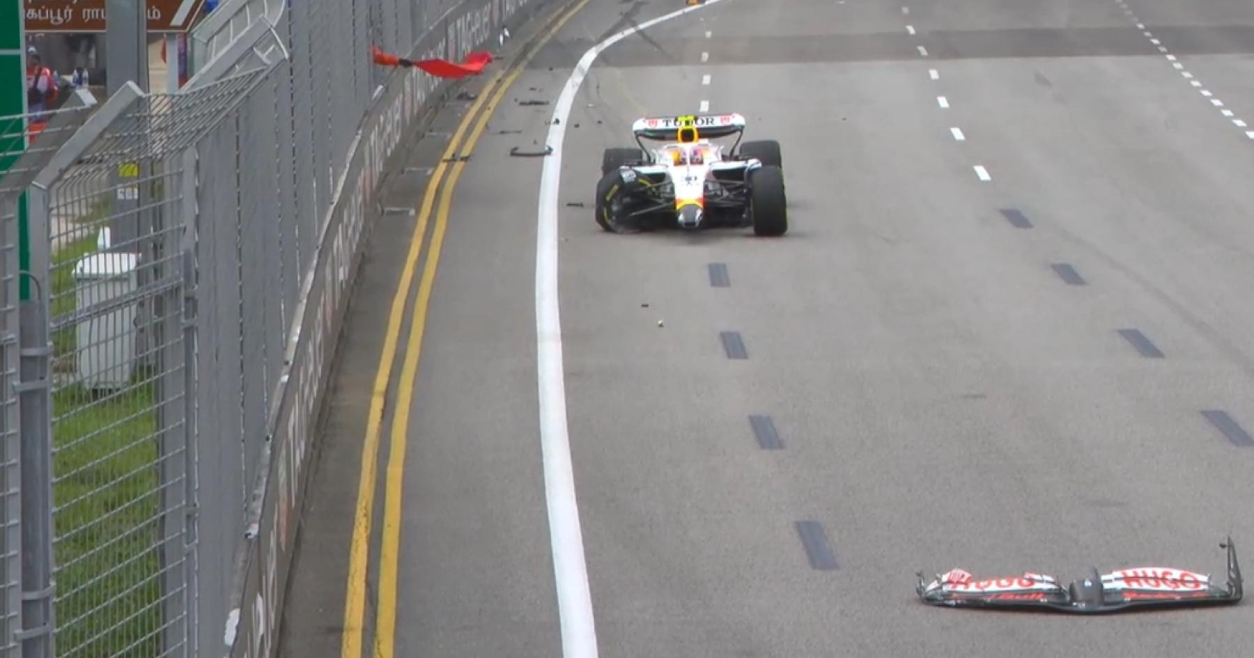 Derde training GP Singapore stilgelegd na harde klapper Lawson