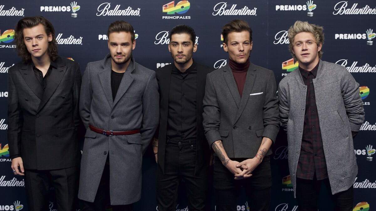 Harry Styles, Liam Payne, Zayn Malik, Niall Horan en Louis Tomlinson van boyband One Direction.