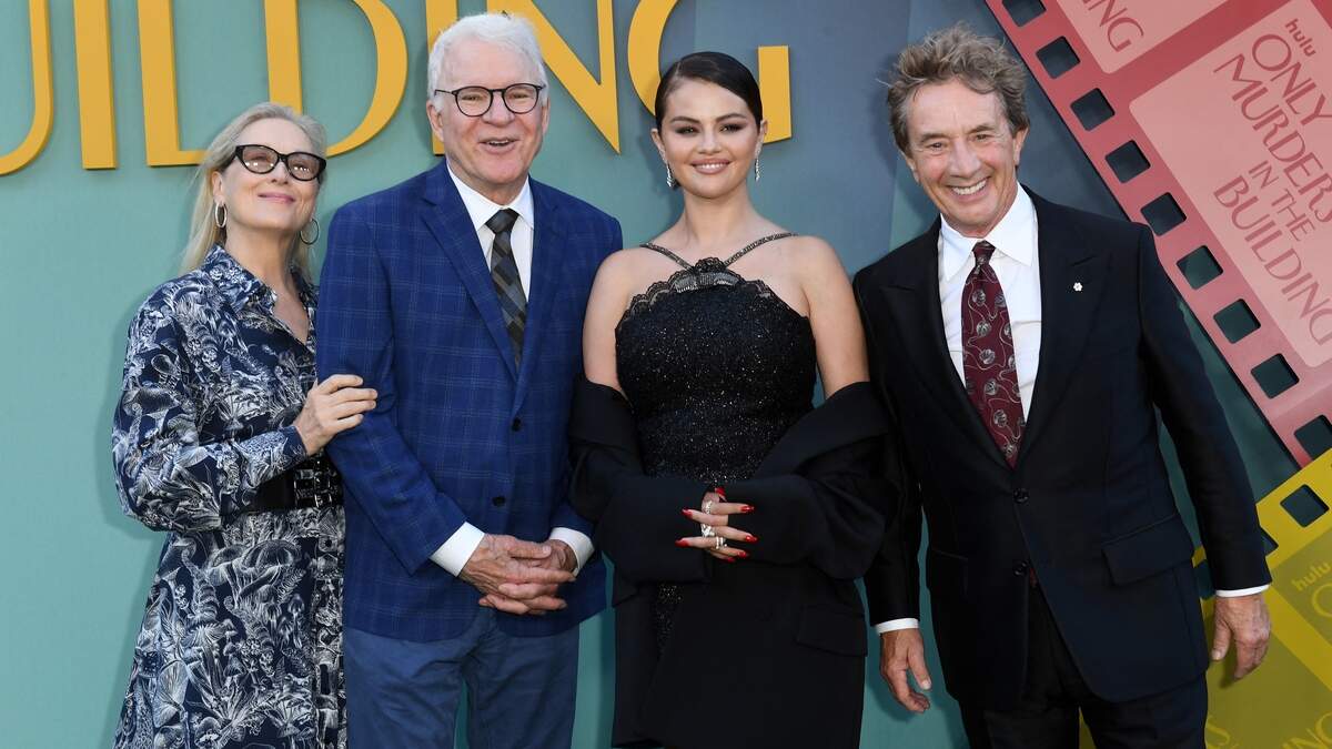 Van links naar rechts: Meryl Streep, Steve Martin, Selena Gomez en Martin Short.