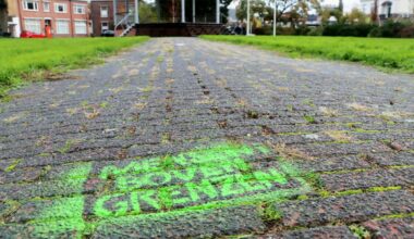 Krijtverfactie actiegroep Dolle Mina op Dr. Langeveldplein