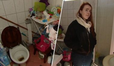 Gwen maakt ontbijt voor kinderen klaar naast toilet in Help, Mijn Man Is Klusser!: 'Dit is absurd'