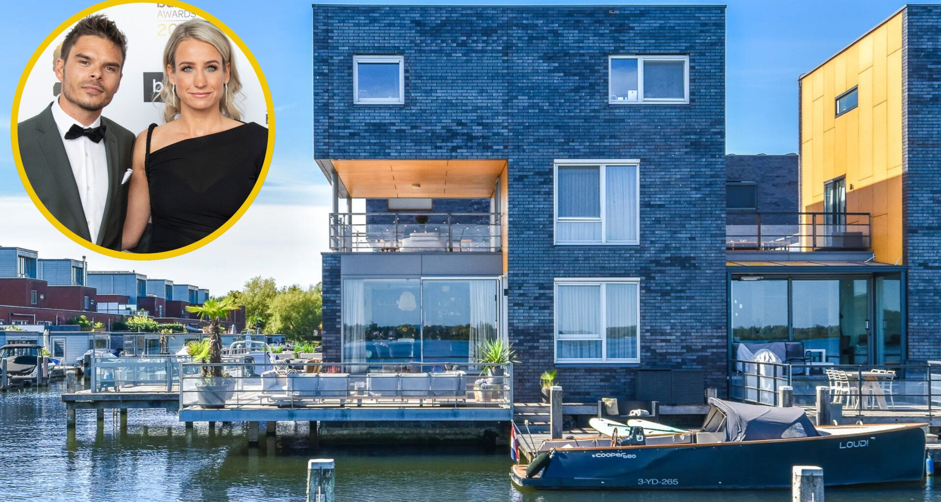 Steven Jansen en Dionne Stax zetten hun prachtige watervilla in Almere te koop. Zie foto’s