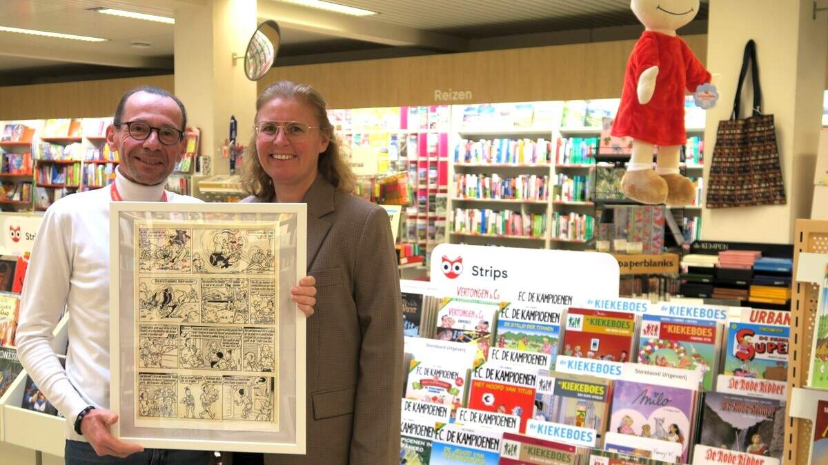 Standaard Boekhandel-uitbaters Tine en Diederik vieren Feest van het Boek samen met Suske & Wiske, andere striphelden en hun tekenaars