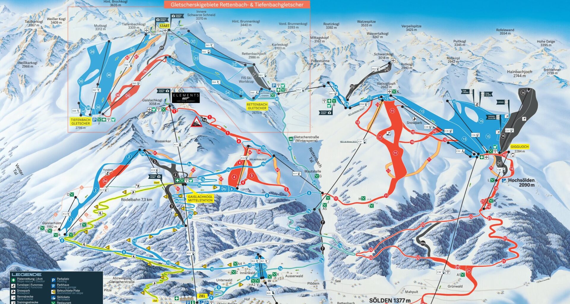 Bijzondere nieuwe pistekaart voor Sölden (+ nog meer vernieuwingen skiseizoen 2025/2026)